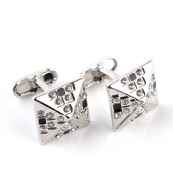 New Fashion Charm Rhinestone Square Cuff Links for Men Business French Shirt Suit Cuff Botton Jewelry Gifts