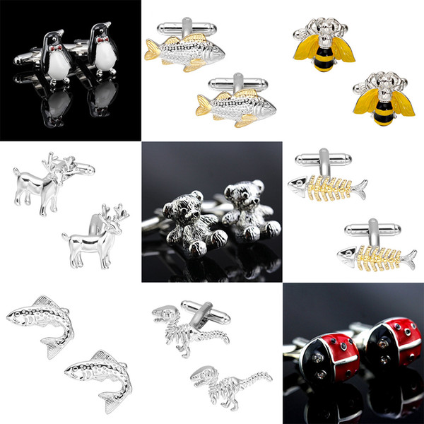 MeMolissa Fashion Animal Cufflink 1 Pair Low Price Pig dog deer fish eagle peacock design Luxury High-grade jewelry Men's