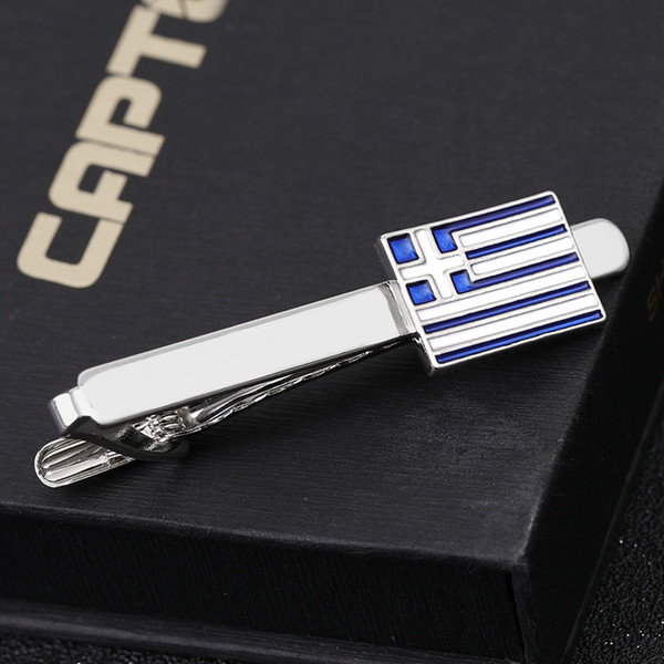 2019 hot new European and American fashion trend men's French business shirt Greek flag tie clip cufflinks free shipping