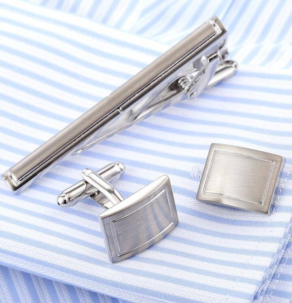 Drop Shipping Stylish Cufflinks Tie Clip Set Tie Bar Quality Cuff Links Tie Pin Set cuffs gemelos necktie Men Jewelry