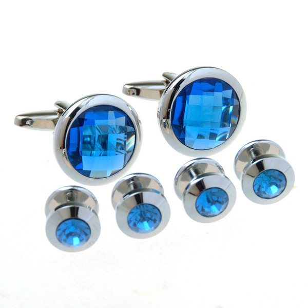 High-quality Necklace suits blue and black sleeve buttons French men's cuff manufacturers round sleeve nails wholesale