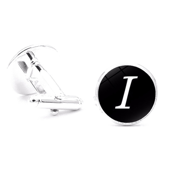 1 Pair Letter I Steel Stainless Steel Classic Cufflinks Men Wedding Business Golden I