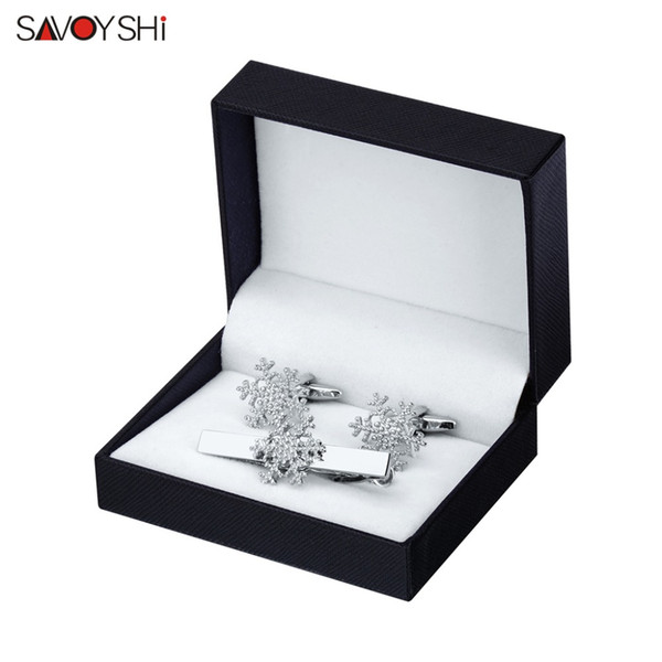 SAVOYSHI High Quality Cuff links necktie clip for tie pin for mens Snowflake tie bars cufflinks clip set Gift Free Shipping