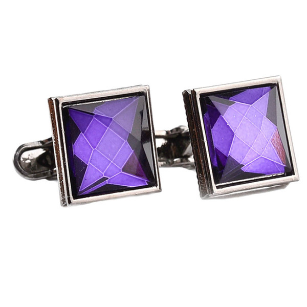 2017 fashion Jewellery NEW ARRIVAL purple /white crystal Brand Enamel high quality button Shirt Cufflinks