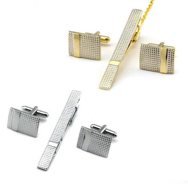 Cuff Link and Tie Clip Sets Luxury Cufflinks For Mens Set Curve Stripes Cufflinks High Quality Tie Pin Cuff Links Set Tie Bar