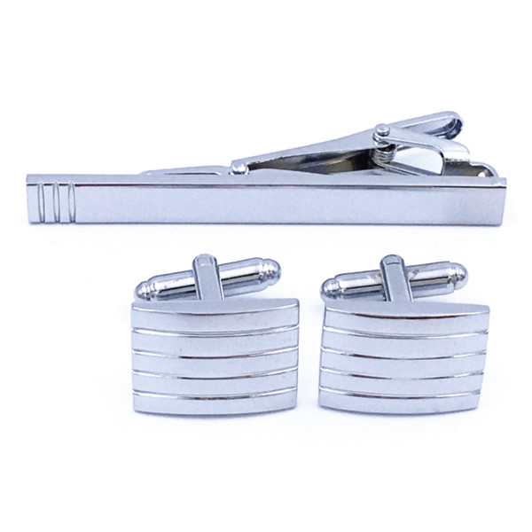 Free shipping 1Sets Men's Suit Dress Shirt Stainless Stee Tie Bar Clasp Clip Pin Cufflinks Set Gift