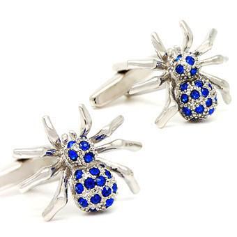 Wholesale-Fashion Blue Crystal Spider Design Cufflinks Cuff nails Men's Shirt Suit Wedding Cuff Links New Wholesale