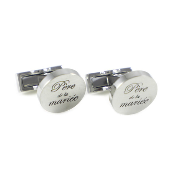 Round Silver Tone French Father Of The Bride Cuff Links Wedding Cuff Links