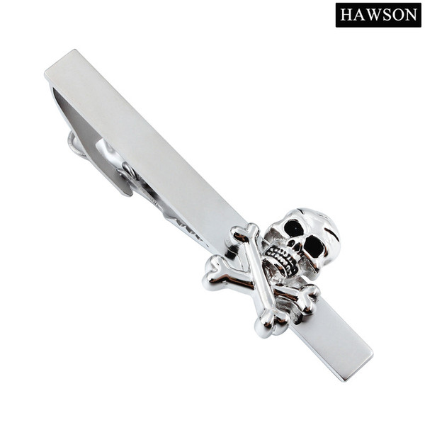 HAWSON Silver Color Tie Clip for Men Personalized Designer Skull Tie Pin for Sale