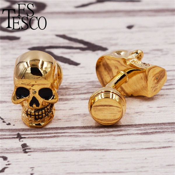 new arrive high quality Punk Style Gold Skeleton Skull Cufflinks for Costume Party Gift Ghost Men Head