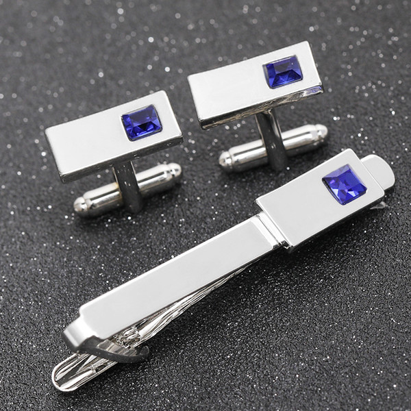 2019 hot new European and American fashion trend Men's business dress simple French alloy cufflinks tie clip free shipping