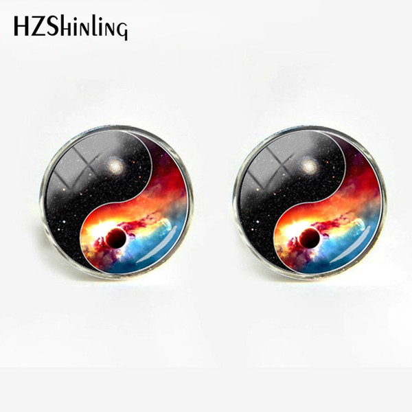 New Arrival Yin Yang Universe Galaxy Fashion Glass Crystal Cufflink Jewelry Glass Cabochon Cufflinks Handmade Men Accessories