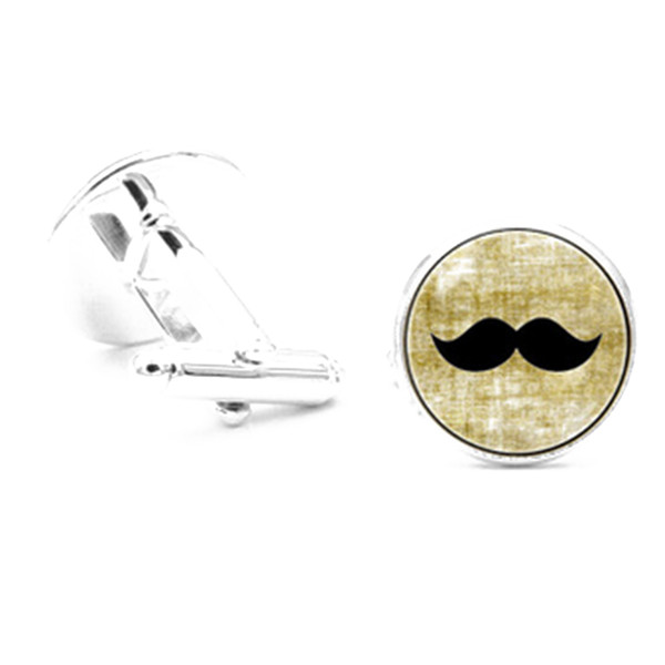 1 Pair Moustache Steel Stainless Steel Classic Cufflinks Men Wedding Business Sliver Silver