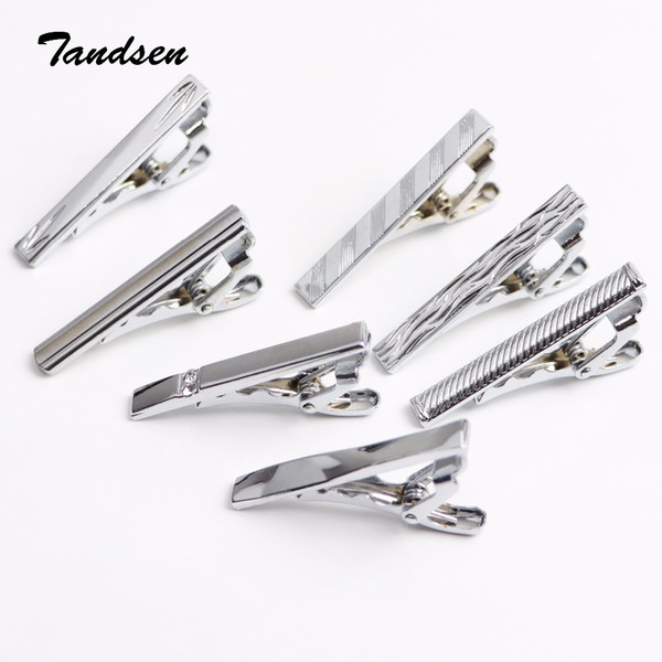 Men's Bright 4cm Tie Pin Clips Clasp Silver Chrome Stainless Steel Jewelry for Wedding Groom Usher Men's Clothing Accessories