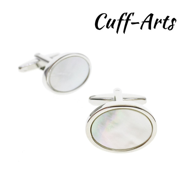 Cufflinks for Men Oval Mother of Pearl Shirt Cuff links Gemelos Bouton De Manchette With Gift Box by Cuffarts C10217