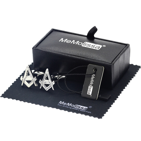 MeMolissa Display Box Cufflinks Classic Letter A Cufflinks Masonic Movement Abotoadura Free Tag & Wipe Cloth