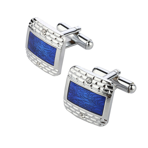 MINHIN Luxury Navy Blue Design Silver Plated Cufflinks Men's Buisness Shirt Accessory Hot Selling Cufflinks D19011004