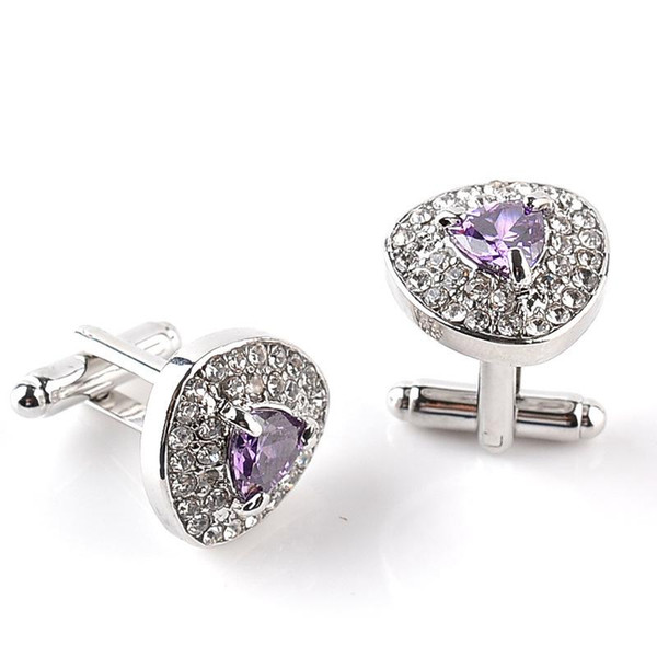 2018 New Men crystal cufflinks French cufflinks silver plated cufflinks Zircon Cuff Links 1.8cm