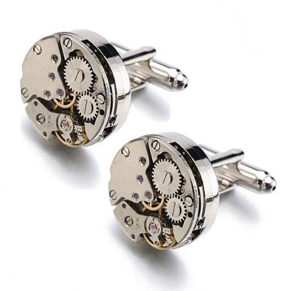 Watches movement cufflinks circular men cufflink French Cuff Links for wedding Father's day Christmas Gift Stylish Pattern Cufflinks