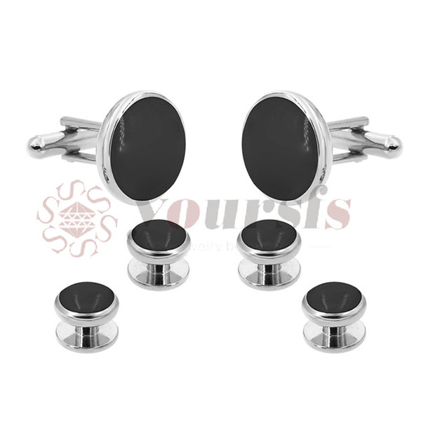 Yoursfs@ Classic Design Three Color Plated Formal Optional Color Enamel Cufflinks Tuxedo Studs Set