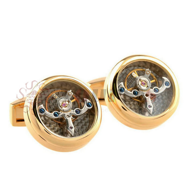 Yoursfs Hot! Fashion Handmade Cufflink Retro Vintage Machinery Steampunk Personality Clock Glass Custom Men T Shirt Cufflinks Jewelry KC009Y