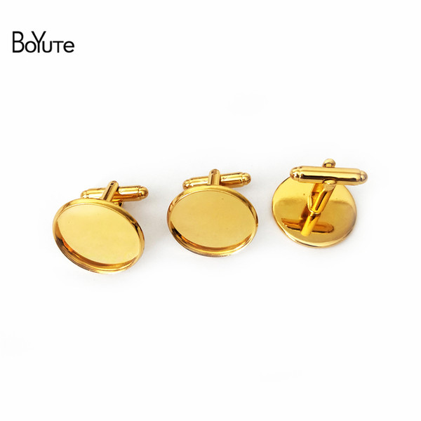 BoYuTe 50Pcs Round 12MM 14MM 16MM 20MM Cabochon Base Metal French Cufflink Blanks Tray Bezel Diy Jewelry Accessories