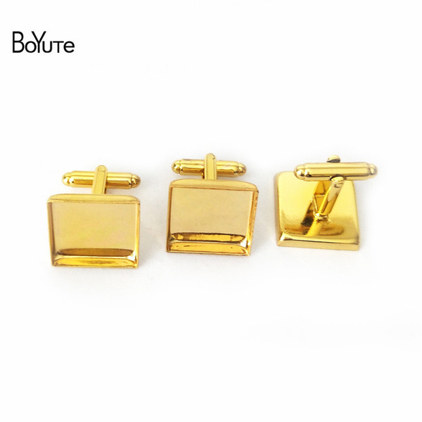 BoYuTe 20 Pcs 6 Colors Plated 16 MM 18MM 20MM 25MM Square Cufflink Blanks Diy Cufflink Base Setting Jewelry Findings Components