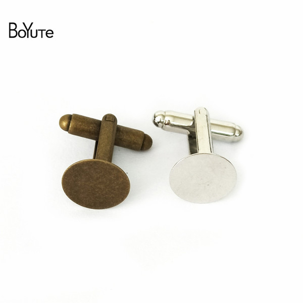 BoYuTe 10Pcs Bronze Silver Gold Plated Round 15MM Flat Pad Cabochon Cufflinks Base Setting Diy Jewelry Making Materials