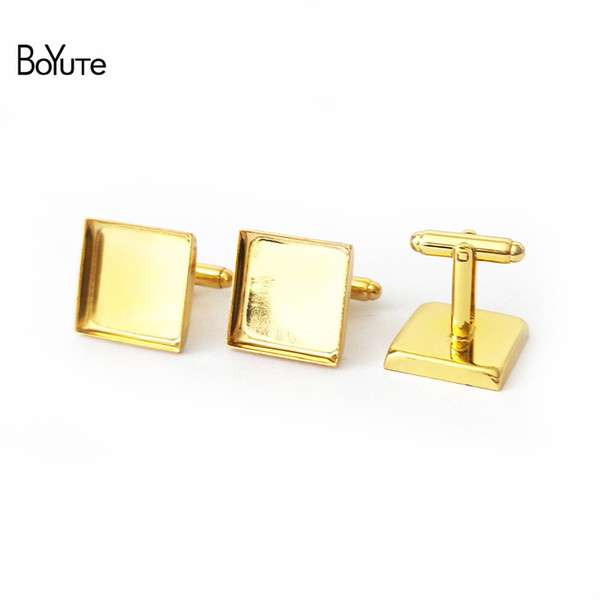 BoYuTe 20 Pcs 6 Colors Plated 16MM 18MM 20MM 25MM Square Cufflink Blanks Diy Cufflink Base Setting Jewelry Findings Components