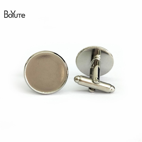 BoYuTe 50 Pcs Round 12 MM 14 MM 16MM 20MM Cabochon Base Metal French Cufflink Blanks Tray Bezel Diy Jewelry Accessories