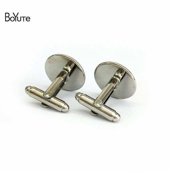 BoYuTe 50 Pcs Round 12 MM 14MM 16MM 20MM Cabochon Base Metal French Cufflink Blanks Tray Bezel Diy Jewelry Accessories