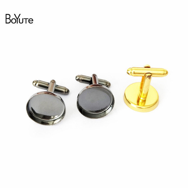 BoYuTe 20Pcs Round 16MM Cabochon Base Tray High Side Rose Gold Silver Cufflink Blanks Base Setting for Jewelry Makings