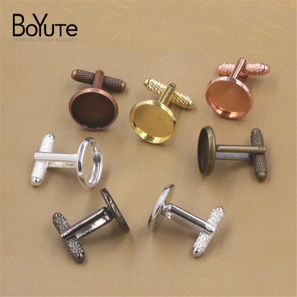 BoYuTe Round 12MM 14MM 16MM 18MM 20MM Cabochon Base Cufflinks Blank Tray Bezel Diy Jewelry Findings Components(Red Copper Plated)