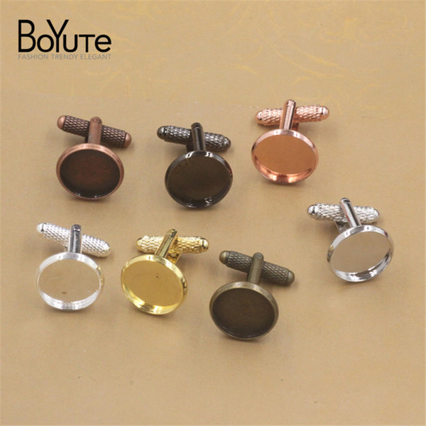 BoYuTe 7 Colors Round 12MM 14MM 16MM 18MM 20MM Cabochon Base Cufflinks Blank Tray Bezel Diy Jewelry Findings Components