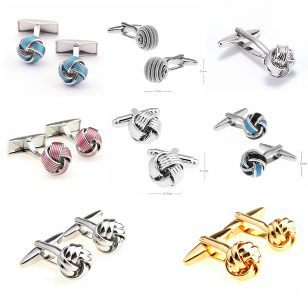 Free shipping Metal Knot Cufflinks gold color knot design hot sale copper material cufflinks wholesale&retail 9888