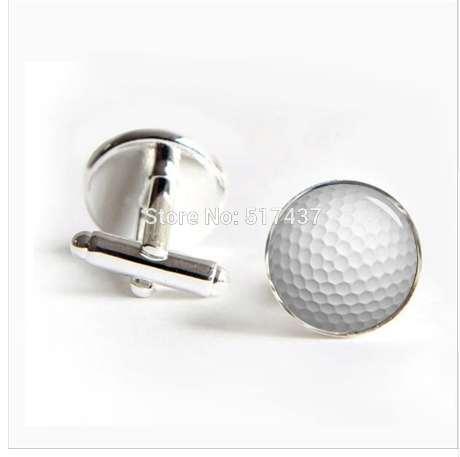 wholesale Golf Ball Cufflinks Golf Cuff links Silver Glass Golf Cufflink Brand Cuff Links Men