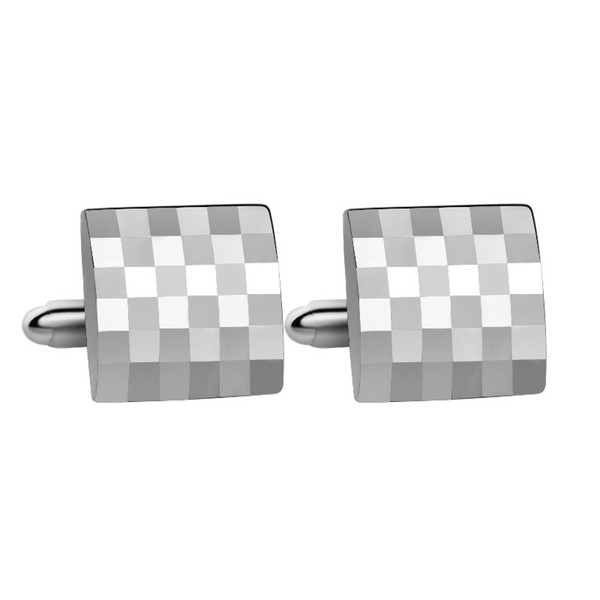 Silver Checks Frosted Multiple Square Cufflink Cuff Links Collar Pin women men Dress suit Cufflinks Wedding Jewelry Christmas gift 170635