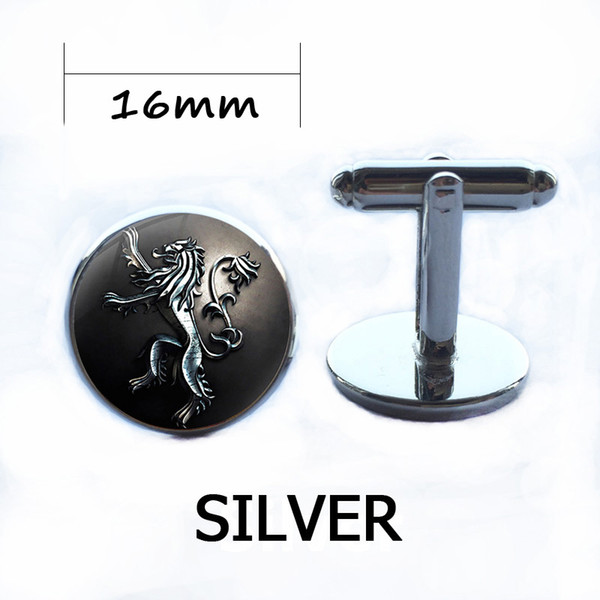 Silver Plated Game of Thrones Shirt Cufflinks House Stark Winter is Coming Round Glass Dome Cuff Links Men Sleeve Button Gift