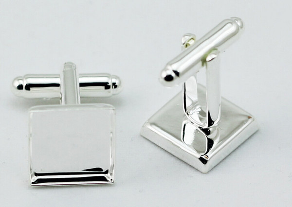 French square support 12mm time DIY gem Cufflinks Cuff Links t shirt cufflinks mens square top qulaity silver color hot sale french cufflink