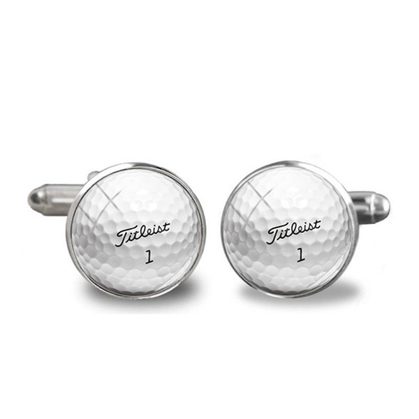 2018 New Soccer Cufflinks Golf Ball Cuff link Trendy Sport Fans Round Cuffs Glass Round Men's Jewelry Shirt Cufflinks Accessory