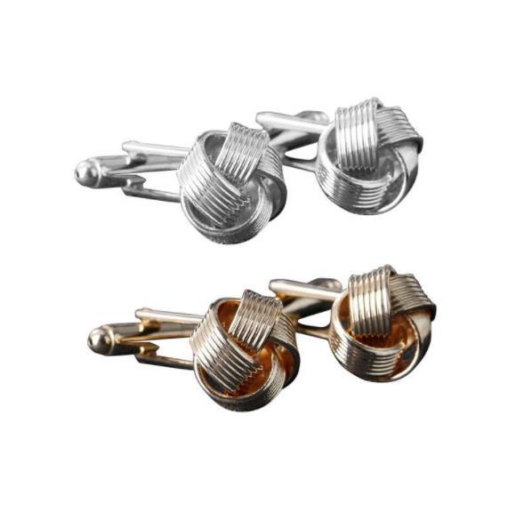 1Pair Vintage Silver Knot Cufflinks for Men Shirt Cufflinks Silver Gold Color Plated Unique Business Wedding French Cuff Links