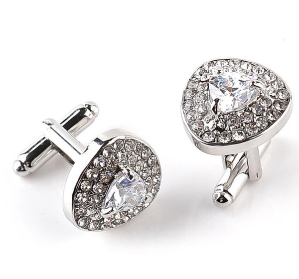 High grade Silver Plated Purple Crystal Rhinestone Cufflinks Wedding shirt Cuff Links Classic Luxury Jewelry 3 Color