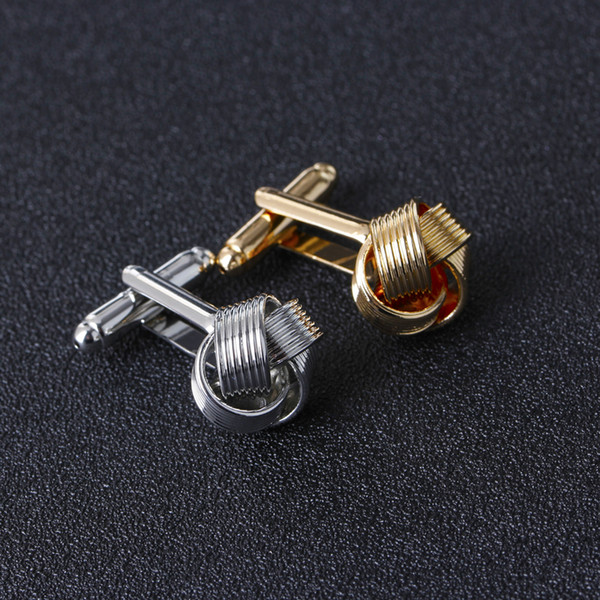 Knot Cufflinks for Men Shirt Cufflinks Silver Gold Color Plated Unique Fashion Business Wedding French Cuff Links