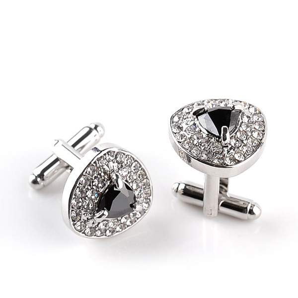 Luxury heart Crystal diamond Cufflinks Cuff Links sleeve button for women men shirts dress suits Cufflink wedding jewelry gift 170605