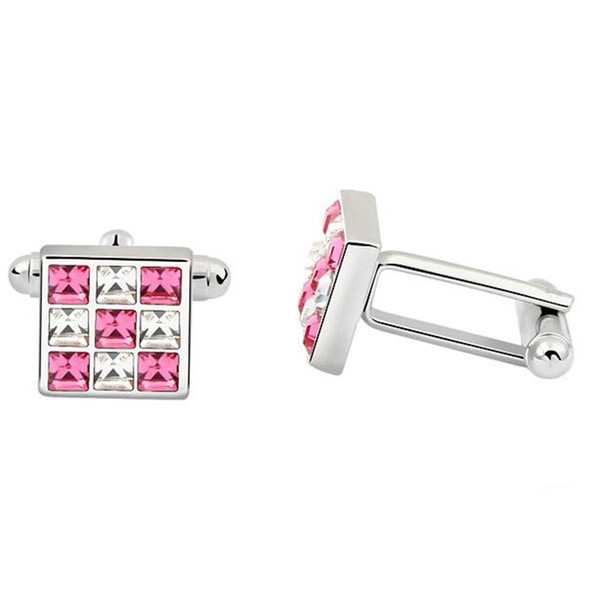 Fashion Jewelry Crystal from Swarovski Elements Square Cufflinks For Mens French Shirt Cuff links High Quality 4422