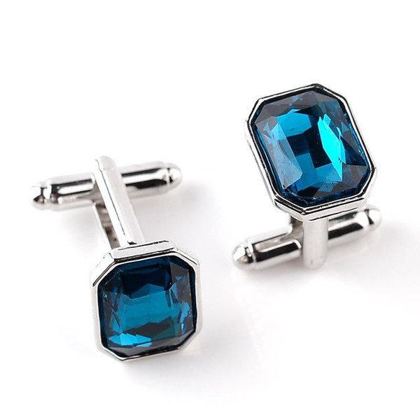 New Simple Crystal Cufflinks Men Shirt Cuff Button Christmas Gifts for Men Laser Plating Cuff Links