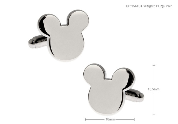 High Quality New Classic Silver Copper Mens Wedding Cufflinks Novelty Rare Fancy Cartoon Mouse & Clean Cloth 156184