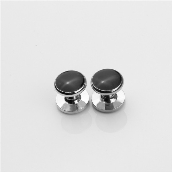 Men's Enamel Cufflinks brass Silver Black Studs 1pairs (2pieces)fashionable suit shirt cufflinks