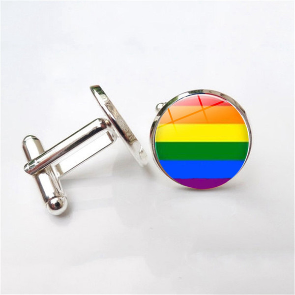 2019 new Rainbow Gay Pride Cufflinks For Men stainless steel Cuff links for gay gifts