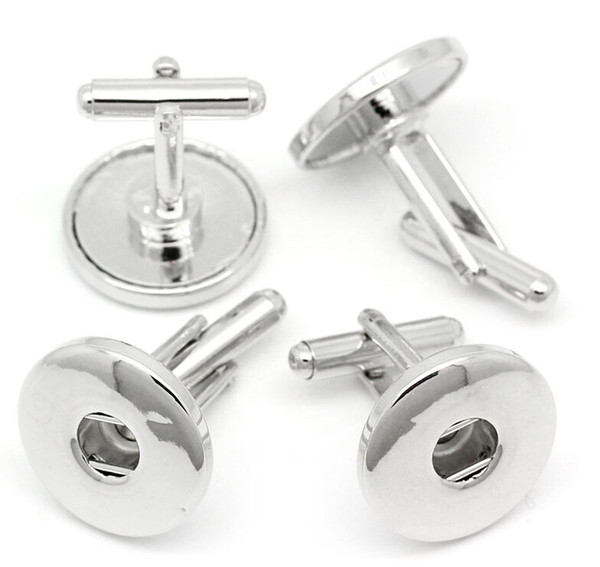 silver Metal Snap button Cufflinks fit 18mm/20mm Cuff Link Clothing Accessories Hot Sale Gifts Sleeve Button